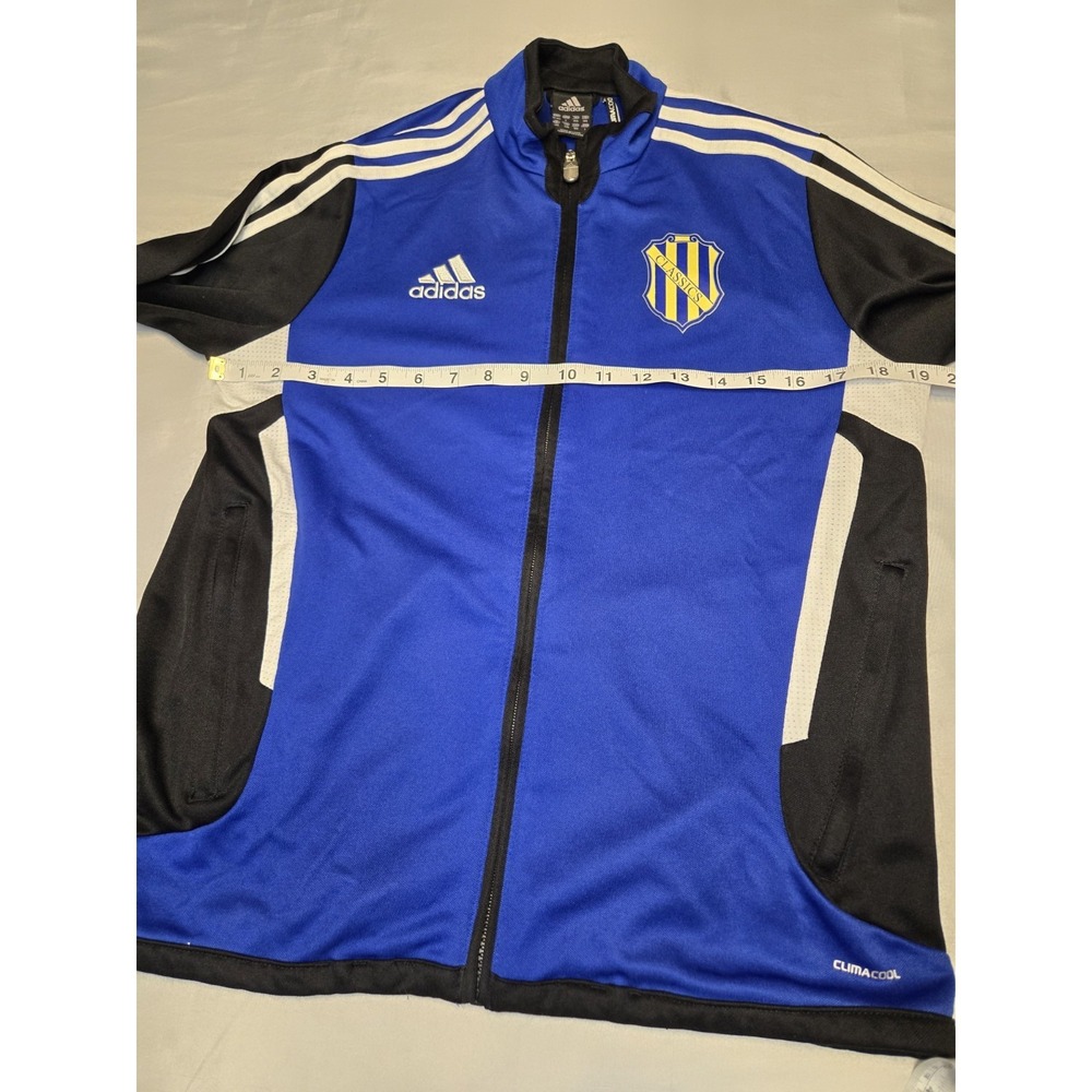 Adidas ClimaCool Track Jacket Full Zip Youth Large Classics Crest Blue Black Wht - Picture 3 of 8